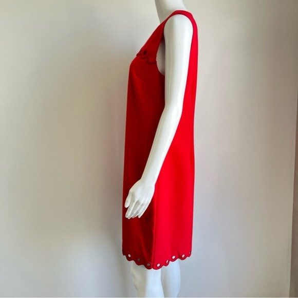 J.Crew Grommet Scalloped Sleeveless Shift Dress in Red - 8 - Picture 2 of 9